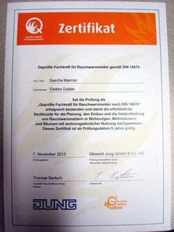 Zertifikat Rauchwarnmelder